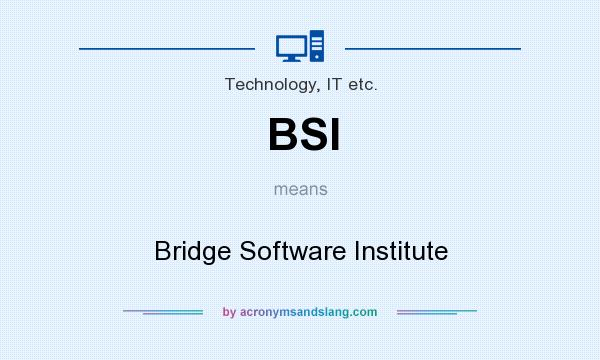 What does BSI mean? It stands for Bridge Software Institute