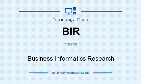 What does BIR mean? It stands for Business Informatics Research