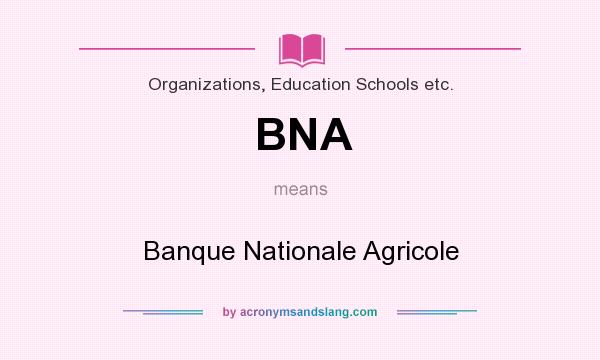 What does BNA mean? It stands for Banque Nationale Agricole
