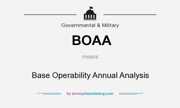 What does BOAA mean? It stands for Base Operability Annual Analysis