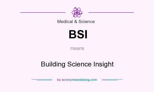 What does BSI mean? It stands for Building Science Insight