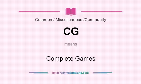 What does CG mean? It stands for Complete Games