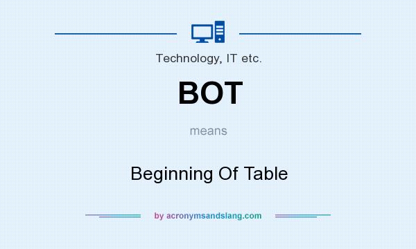 What does BOT mean? It stands for Beginning Of Table