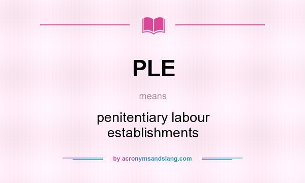 What does PLE mean? It stands for penitentiary labour establishments