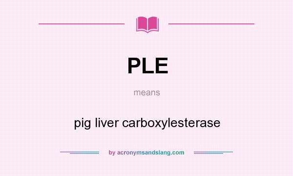 What does PLE mean? It stands for pig liver carboxylesterase