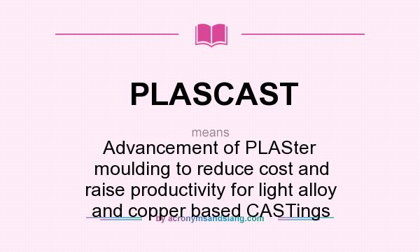 What does PLASCAST mean? It stands for Advancement of PLASter moulding to reduce cost and raise productivity for light alloy and copper based CASTings