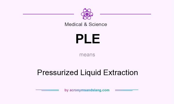 What does PLE mean? It stands for Pressurized Liquid Extraction