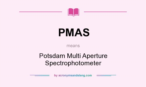 What does PMAS mean? It stands for Potsdam Multi Aperture Spectrophotometer