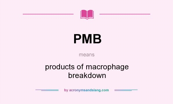 What does PMB mean? It stands for products of macrophage breakdown