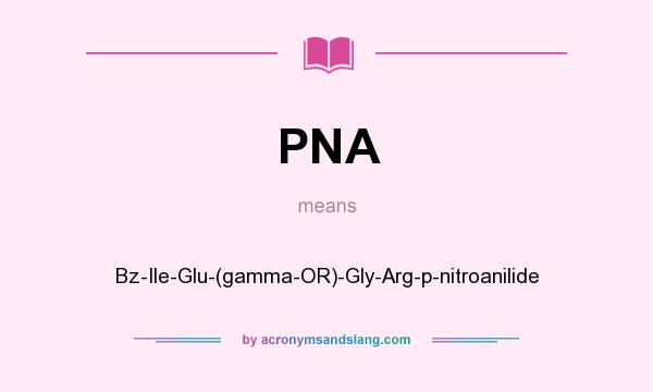 What does PNA mean? It stands for Bz-Ile-Glu-(gamma-OR)-Gly-Arg-p-nitroanilide