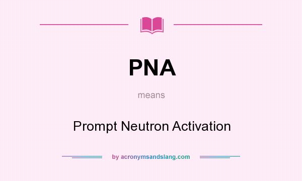 What does PNA mean? It stands for Prompt Neutron Activation