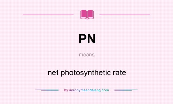 What does PN mean? It stands for net photosynthetic rate
