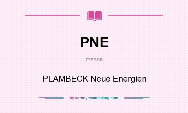 What does PNE mean? It stands for PLAMBECK Neue Energien