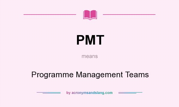 What does PMT mean? It stands for Programme Management Teams