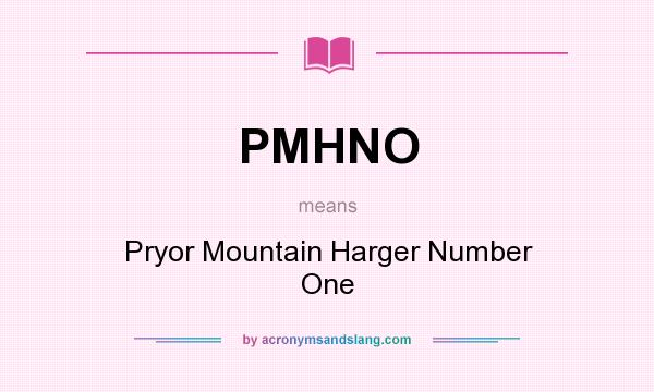What does PMHNO mean? It stands for Pryor Mountain Harger Number One