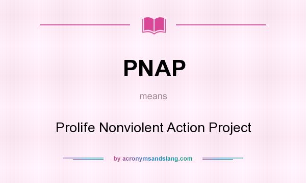 What does PNAP mean? It stands for Prolife Nonviolent Action Project