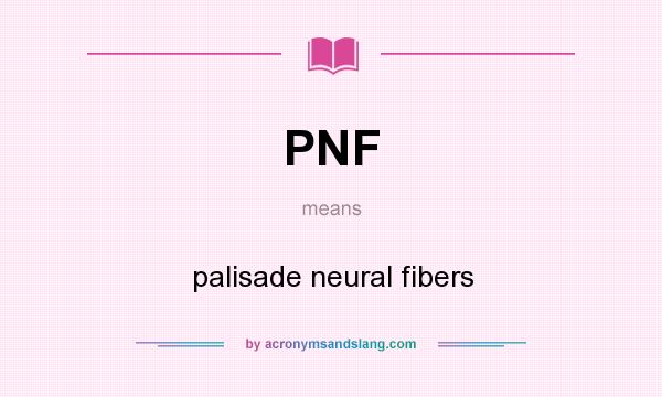 What does PNF mean? It stands for palisade neural fibers