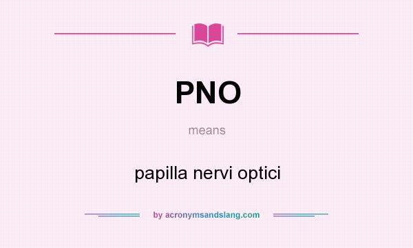 What does PNO mean? It stands for papilla nervi optici