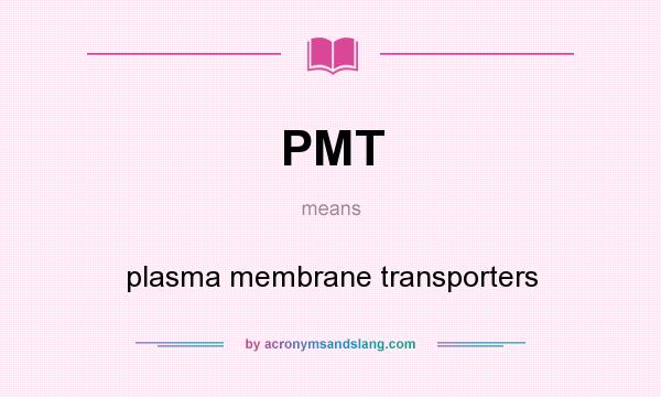 What does PMT mean? It stands for plasma membrane transporters