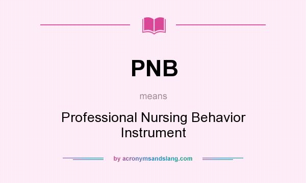 What does PNB mean? It stands for Professional Nursing Behavior Instrument