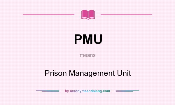 What does PMU mean? It stands for Prison Management Unit