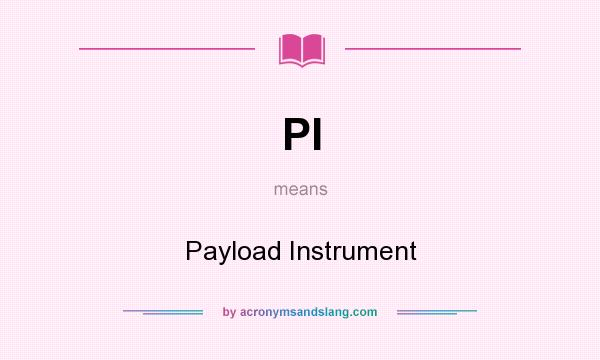 What does PI mean? It stands for Payload Instrument
