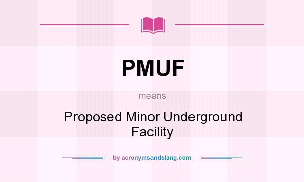 What does PMUF mean? It stands for Proposed Minor Underground Facility