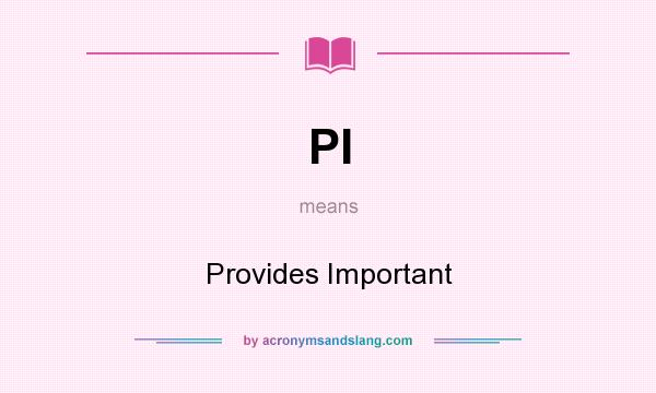 What does PI mean? It stands for Provides Important