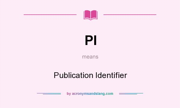 What does PI mean? It stands for Publication Identifier