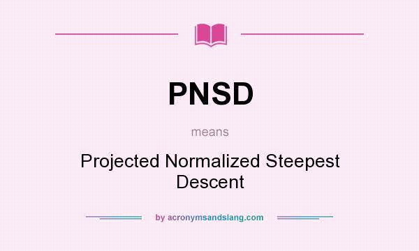 What does PNSD mean? It stands for Projected Normalized Steepest Descent