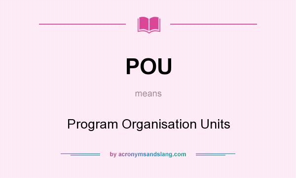 What does POU mean? It stands for Program Organisation Units