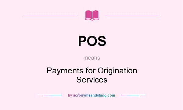What does POS mean? It stands for Payments for Origination Services