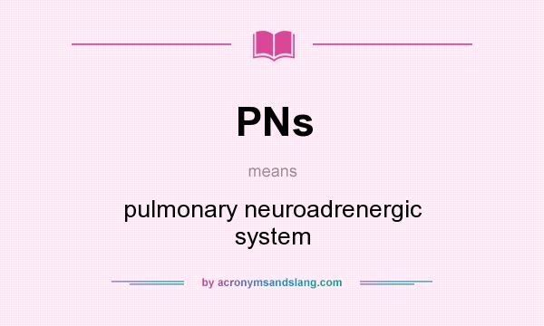 What does PNs mean? It stands for pulmonary neuroadrenergic system