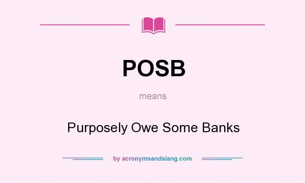 What does POSB mean? It stands for Purposely Owe Some Banks