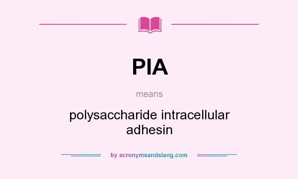 What does PIA mean? It stands for polysaccharide intracellular adhesin
