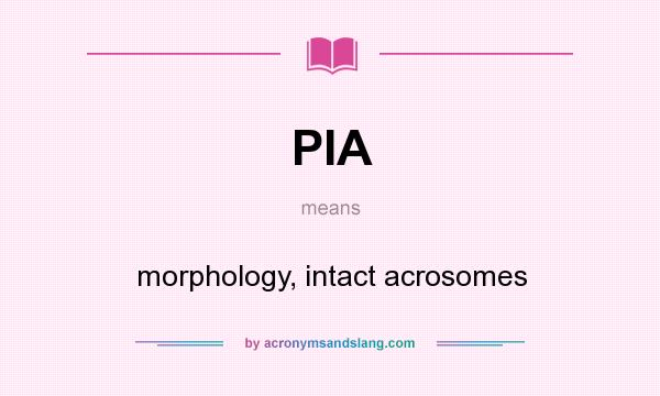 What does PIA mean? It stands for morphology, intact acrosomes
