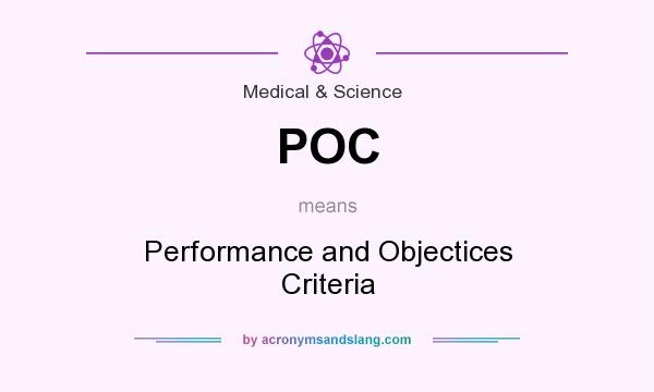 What does POC mean? It stands for Performance and Objectices Criteria