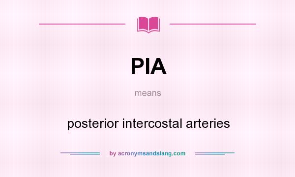 What does PIA mean? It stands for posterior intercostal arteries
