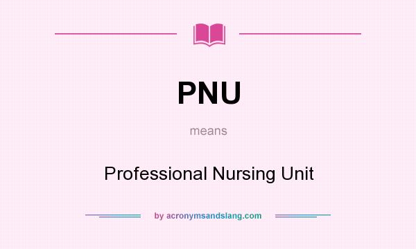 What does PNU mean? It stands for Professional Nursing Unit