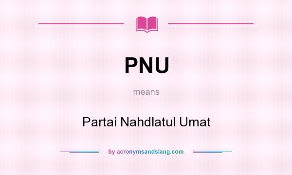 What does PNU mean? It stands for Partai Nahdlatul Umat