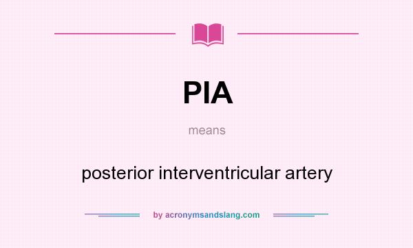 What does PIA mean? It stands for posterior interventricular artery