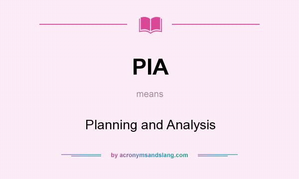 What does PIA mean? It stands for Planning and Analysis