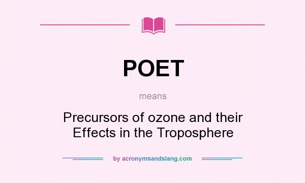 What does POET mean? It stands for Precursors of ozone and their Effects in the Troposphere
