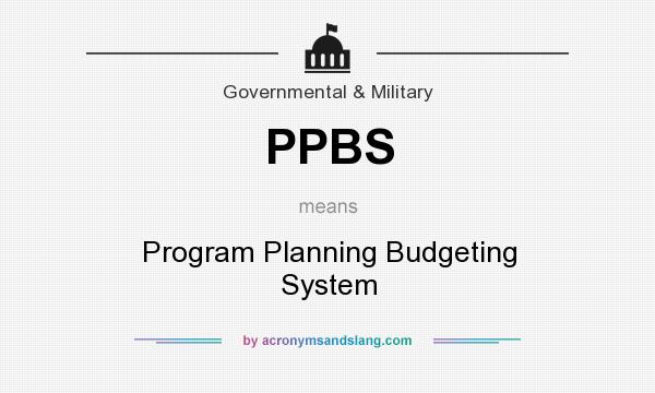 What does PPBS mean? It stands for Program Planning Budgeting System