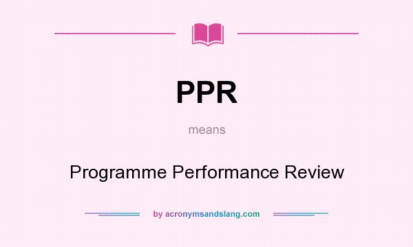 What does PPR mean? It stands for Programme Performance Review