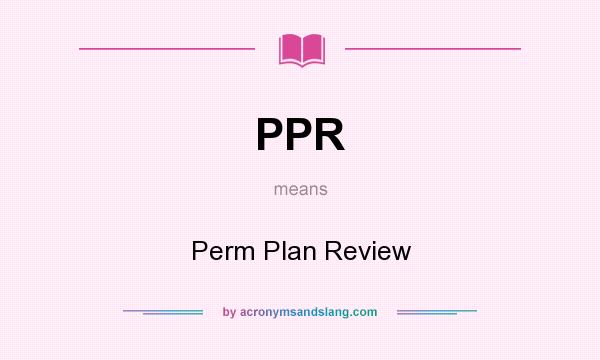 What does PPR mean? It stands for Perm Plan Review