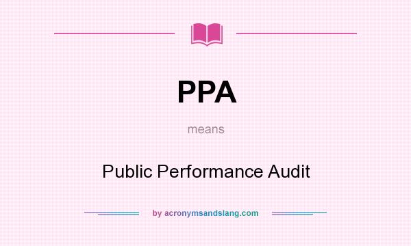 What does PPA mean? It stands for Public Performance Audit