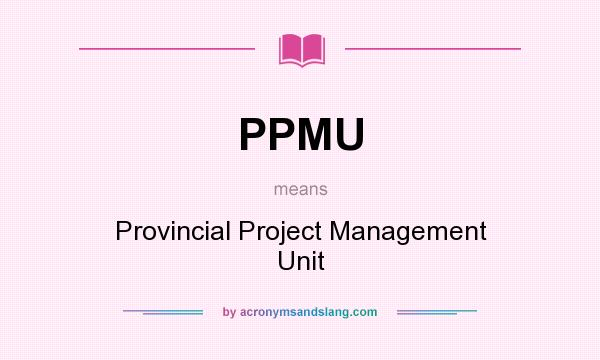 What does PPMU mean? It stands for Provincial Project Management Unit