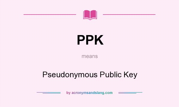 What does PPK mean? It stands for Pseudonymous Public Key