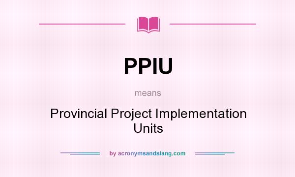 What does PPIU mean? It stands for Provincial Project Implementation Units